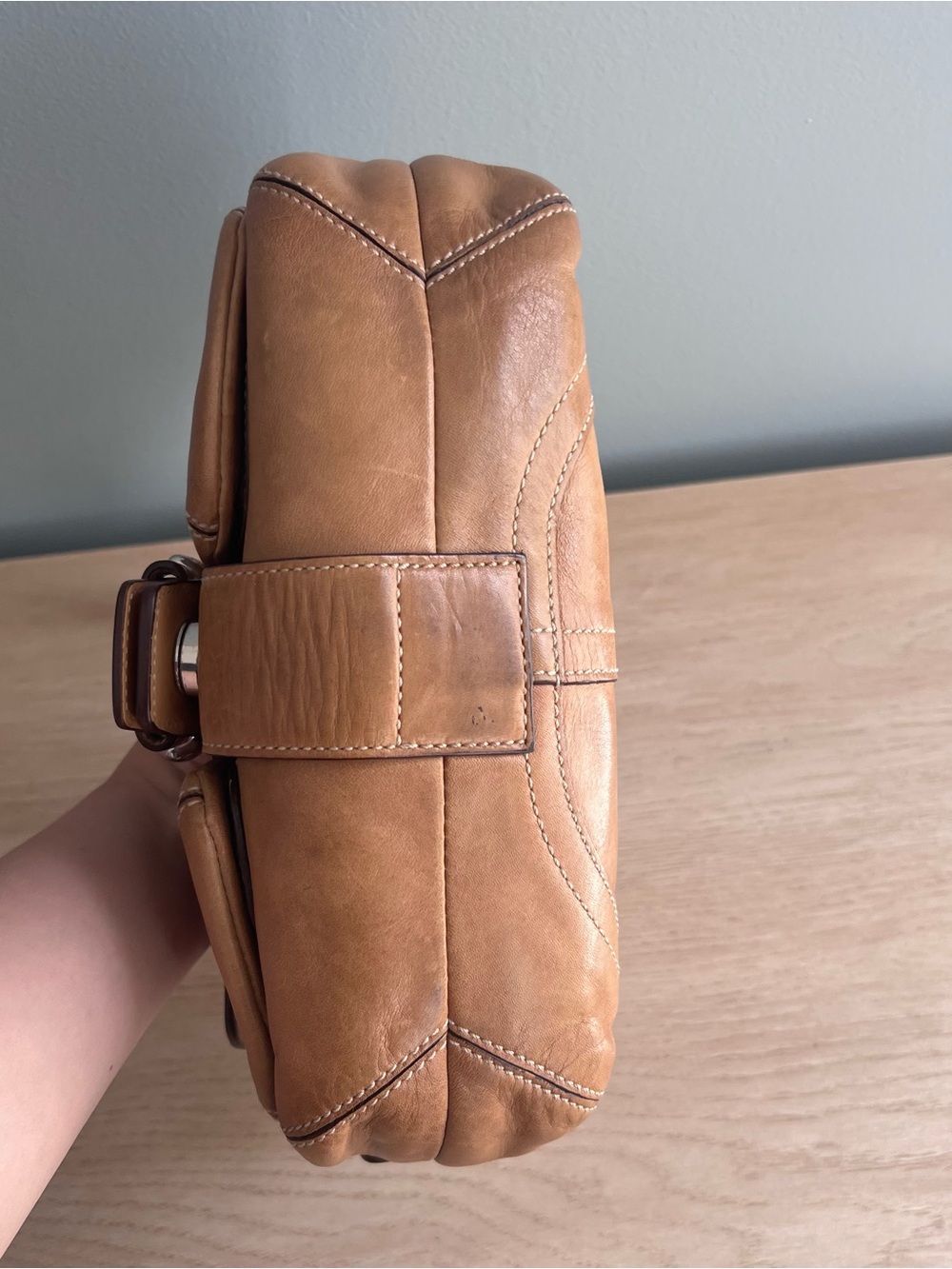 Vintage Coach Y2K Tan Soho Buckle Double Pocket Shoulder Bag - Picture 4 of 8